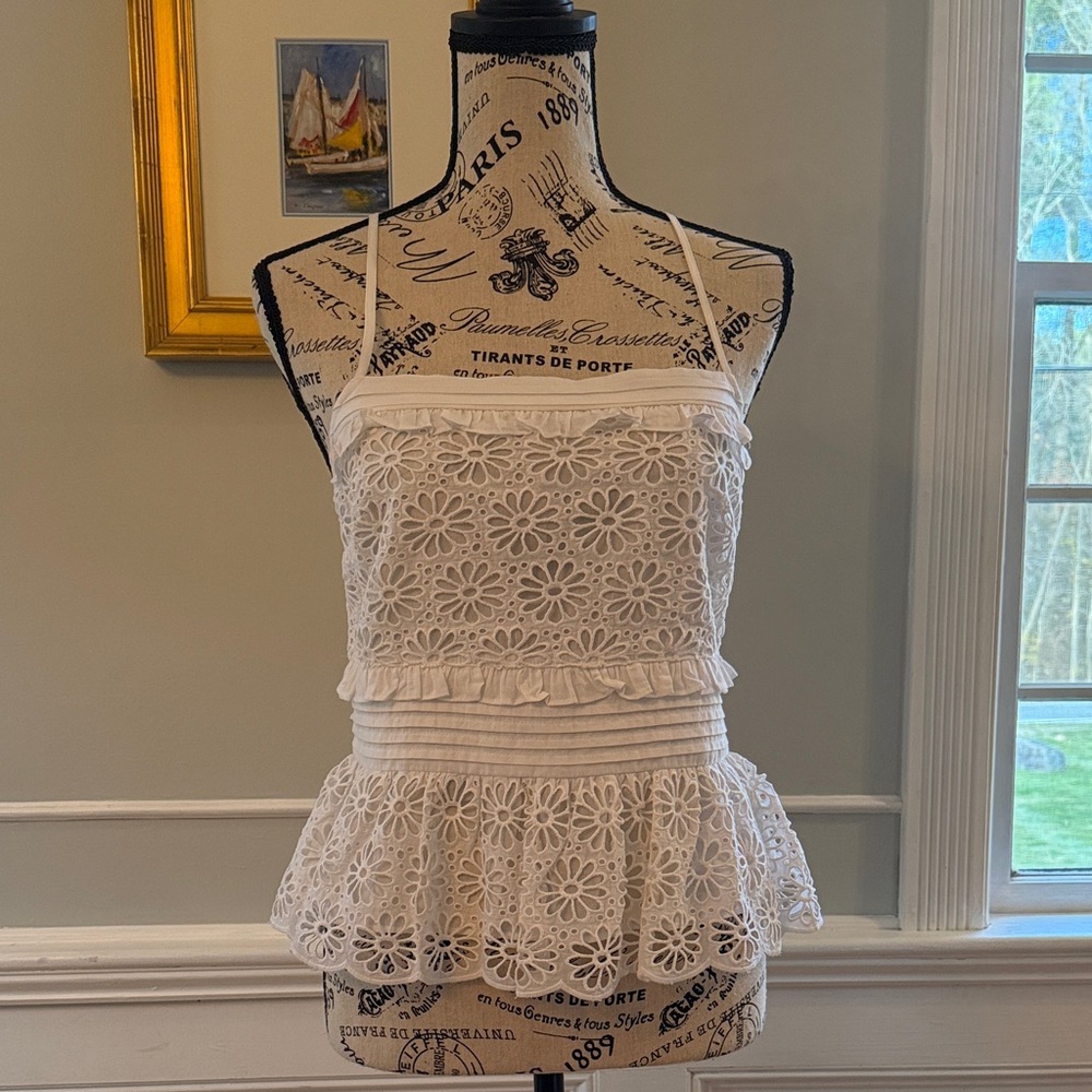 NWT J. Crew White Floral Lace Halter Top